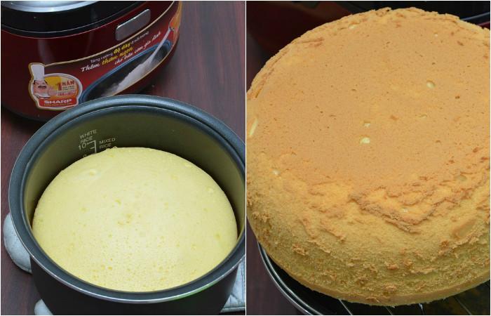 Bánh bông lan hấp bằng nồi cơm điện nên để yên trong khoảng 25 phút sau khi đã chuyển sang chế độ Cook