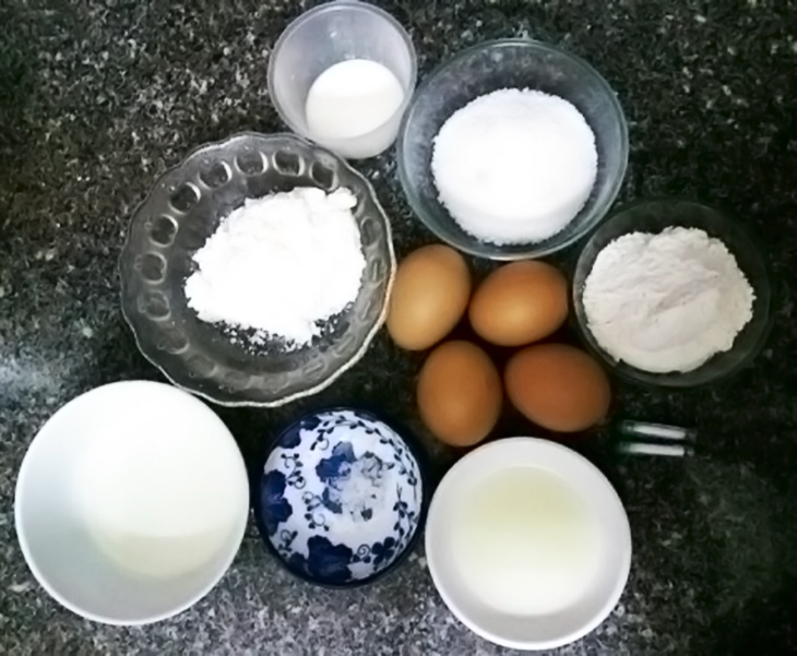 Những nguyên liệu cần chuẩn bị khi làm bánh bông lan bằng nồi chiên không dầu